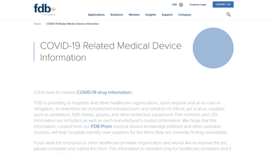 COVID-19 Related Medical Device Information from First Databank (FDB)